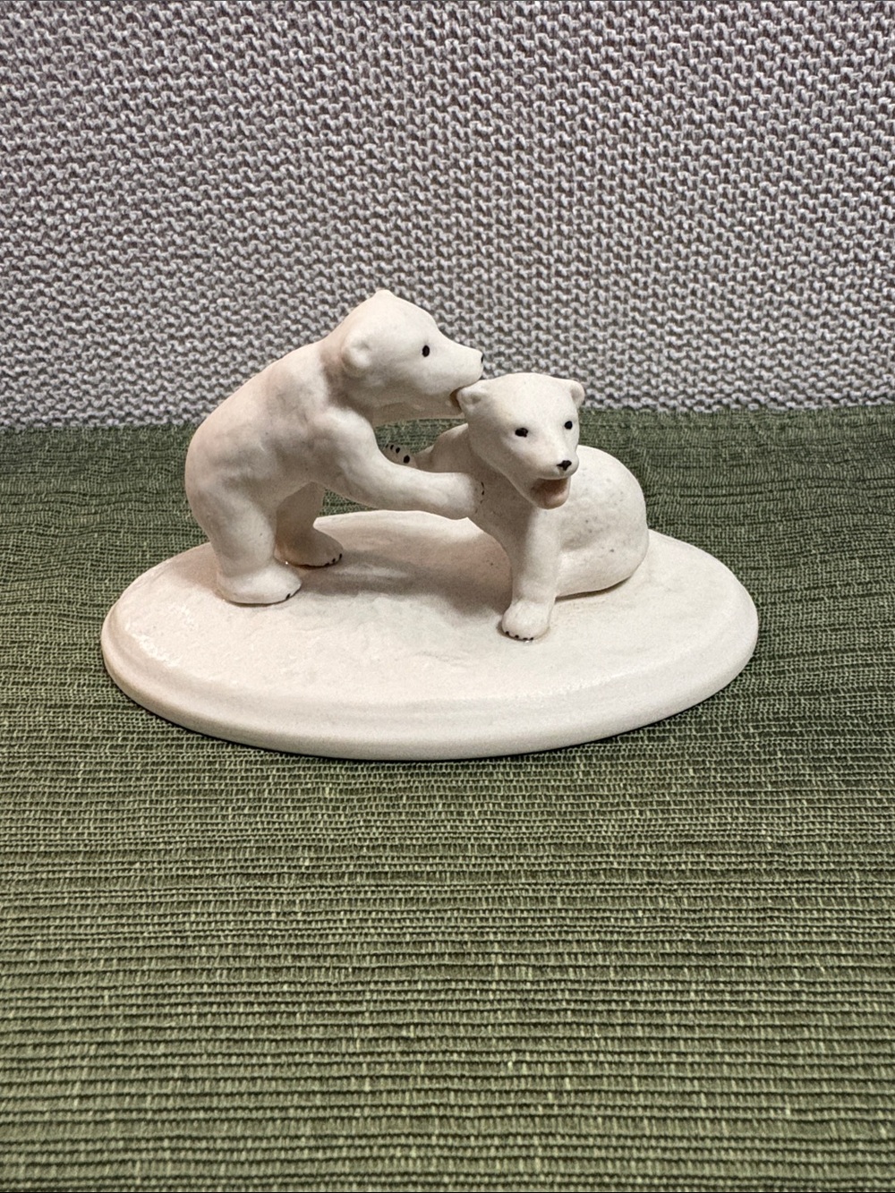 White Polar Bear Figurine Pair on Oval Base - Home Accents Decor